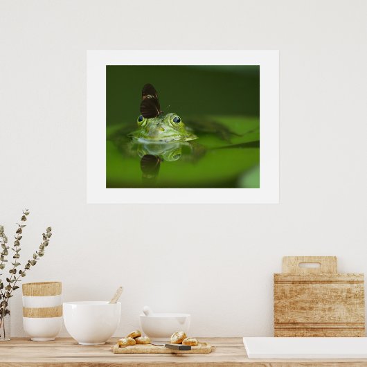 Poster van kikker en vlinder (Keuken)