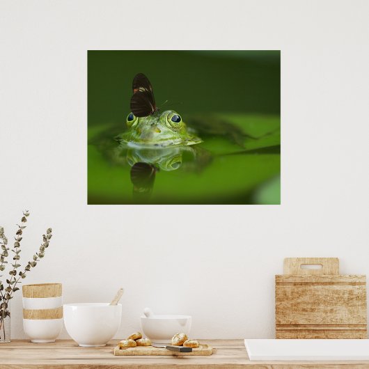 Poster van kikker en vlinder (Keuken)