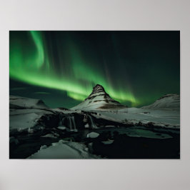 Poster van Kirkjufall en van het noordelijke licht