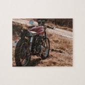 Poster van kleine rode café racer  legpuzzel (Horizontaal)