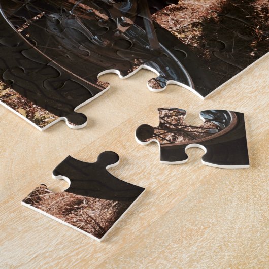 Poster van kleine rode café racer  legpuzzel (Zijkant)