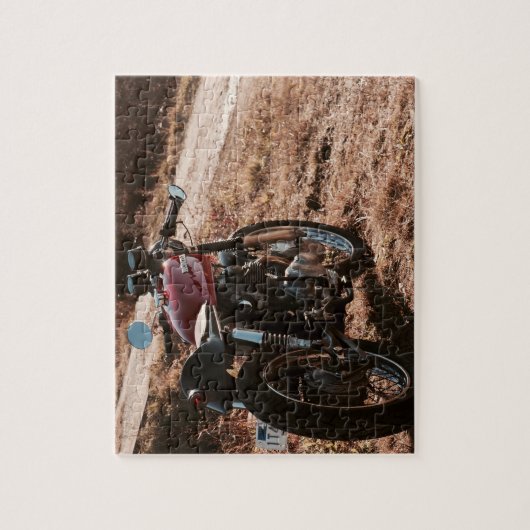 Poster van kleine rode café racer legpuzzel (Verticaal)