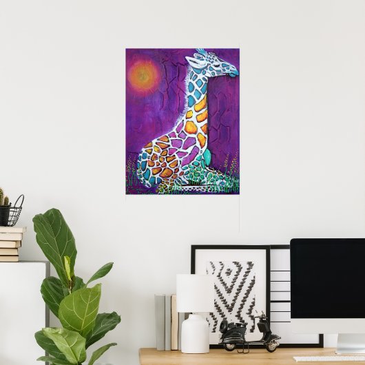 Poster van kleurrijke Giraffe (Thuiskantoor)