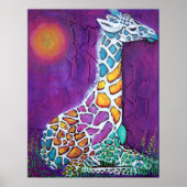 Poster van kleurrijke Giraffe (Voorkant)