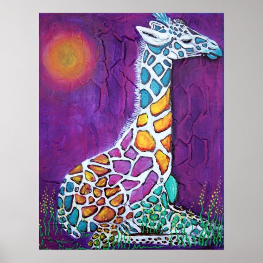 Poster van kleurrijke Giraffe (Voorkant)