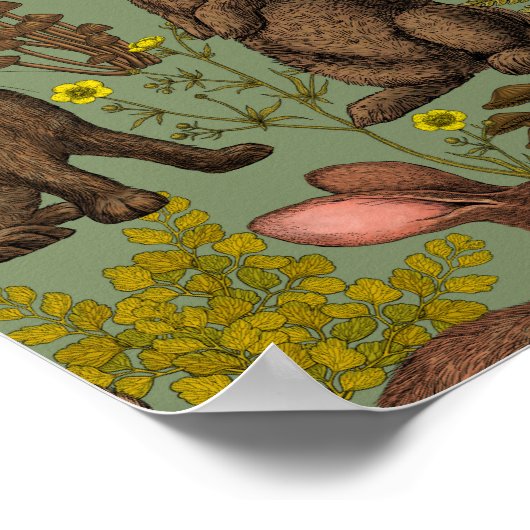 Poster van konijnen en bossen (Hoek)