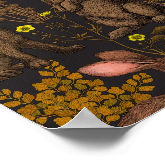 Poster van konijnen en bossen (Hoek)