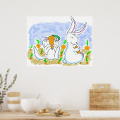 Poster van konijnen en wortelen (Keuken)
