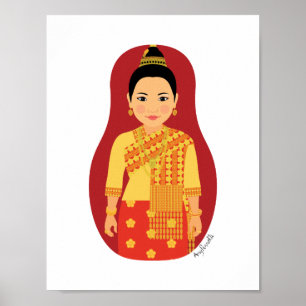 Poster van Laotian (Red) Matryoshka