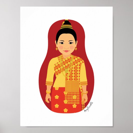 Poster van Laotian (Red) Matryoshka (Voorkant)