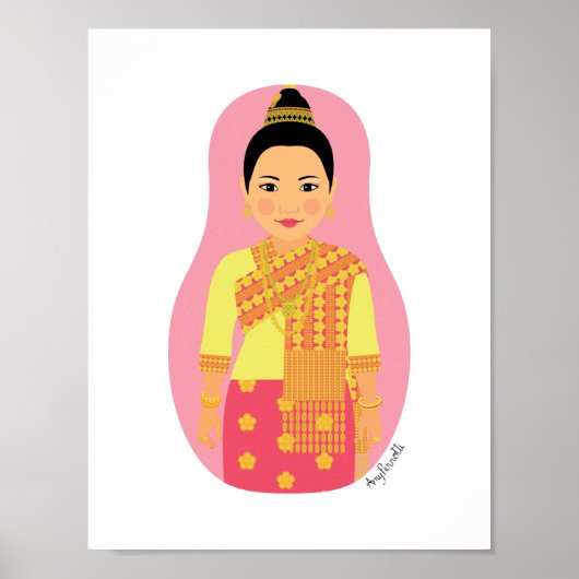 Poster van Laotian (roze) Matryoshka (Voorkant)