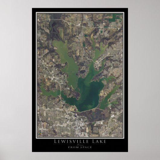 Poster van Lewisville Lake Texas Satellite (Voorkant)