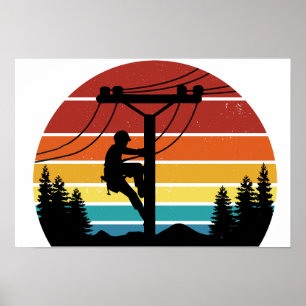 Poster van Lineman Sunset Retro