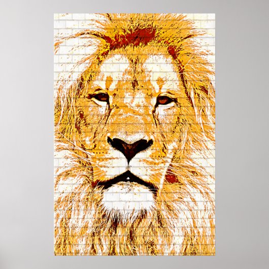 Poster van Lion Head Grunge (Voorkant)