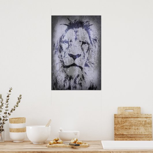 Poster van Lion Head Grunge (Keuken)