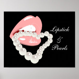 Poster van lippenstift en parels
