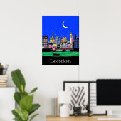 Poster van Londen onder de nachtelijke hemel (Thuiskantoor)
