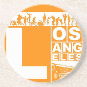 Poster van Los Angeles in Oranje kleur Zandsteen Onderzetter