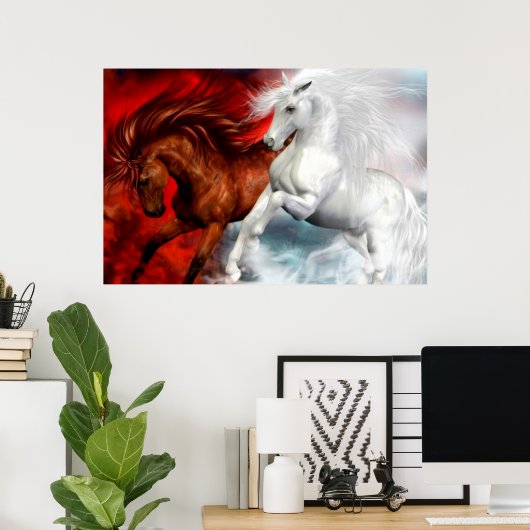 poster van lucht - en brandpaarden (Thuiskantoor)