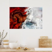 poster van lucht - en brandpaarden (Keuken)