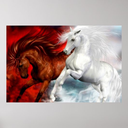 poster van lucht - en brandpaarden (Voorkant)