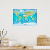 Poster van millberprojectie van de fysische Wereld (Keuken)