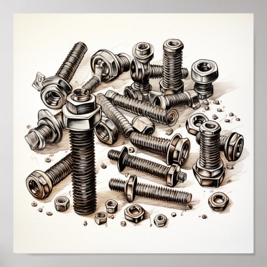 Poster van moeren en bouten (Voorkant)