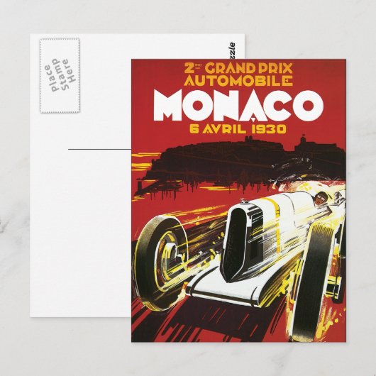  Poster van Monaco Car Road Race Briefkaart (Voorkant / Achterkant)