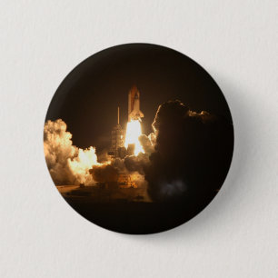 Poster van nachtelijke lancering Space Shuttle Ronde Button 5,7 Cm