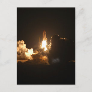 Poster van nachtelijke lancering van spaceshuttle briefkaart