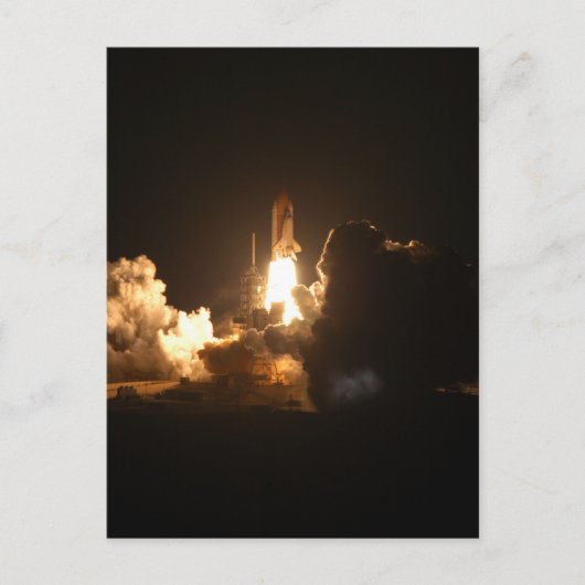 Poster van nachtelijke lancering van spaceshuttle briefkaart (Voorkant)