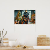 Poster van Newfie versierd voor Kerstmis (Keuken)