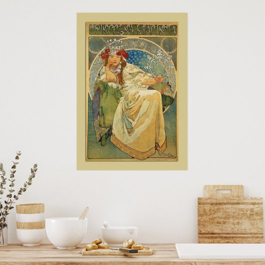 Poster van Nouveau Mucha Princess (Keuken)