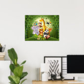 Poster van oerwouden met klaveren (Thuiskantoor)