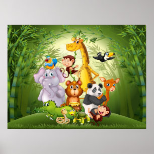Poster van oerwouden met klaveren
