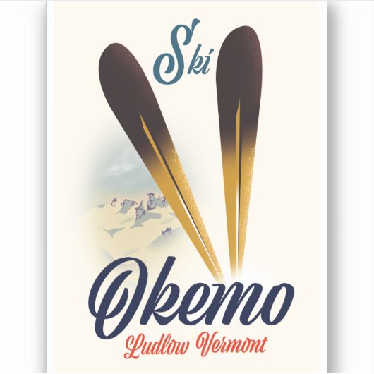 Poster van Okemo Ludlow Vermont ski Sticker (Voorkant)