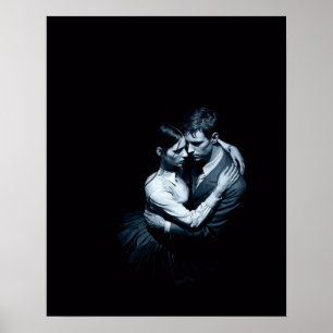Poster van omhelzend paar donkere gotische print