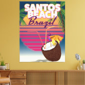 Poster van oudsher op het strand van Santos brazil Canvas Afdruk (Insitu (Woonkamer))