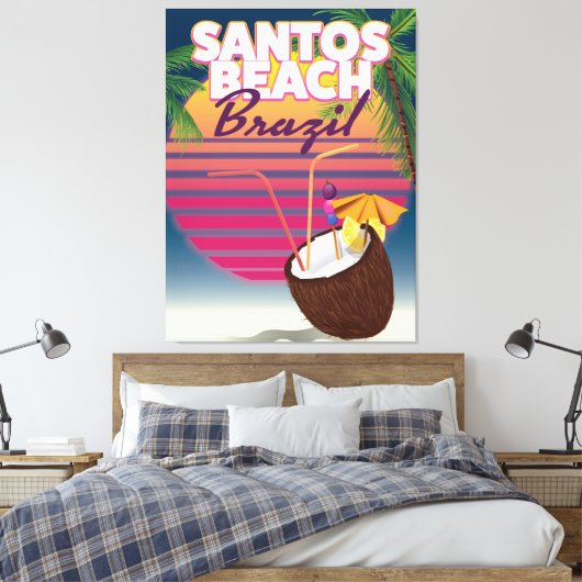 Poster van oudsher op het strand van Santos brazil Canvas Afdruk (Insitu (Slaapkamer))