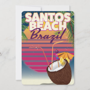 Poster van oudsher op het strand van Santos brazil Kaart