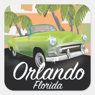 Poster van oudsher reizen in Orlando Florida Vierkante Sticker