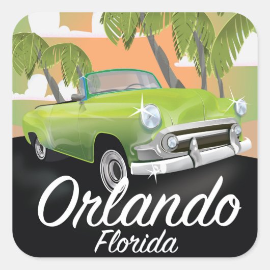Poster van oudsher reizen in Orlando Florida Vierkante Sticker (Voorkant)