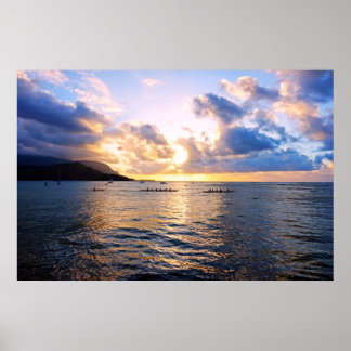 Poster van Outrigger Canoes Hanalei Bay
