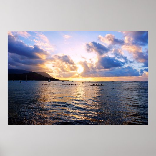 Poster van Outrigger Canoes Hanalei Bay (Voorkant)