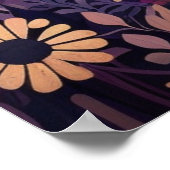 Poster van Paarse Floral Cat Birthday (Hoek)