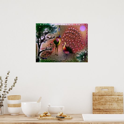 Poster van pacocks (Keuken)