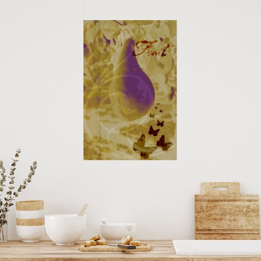 Poster van peren en vlinders (Keuken)