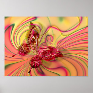 poster van perzikrode vlinder