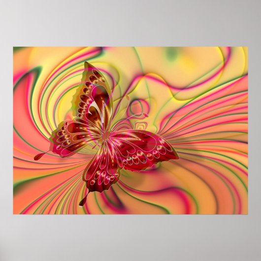 poster van perzikrode vlinder (Voorkant)