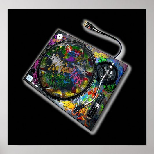 Poster van Platenspeler voorzien van merktekens (Voorkant)